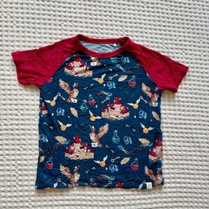 Little Snuggles Harry Potter Bamboo Tee 9¾ Hogwarts Owl Castle Pink Raglan - 2T